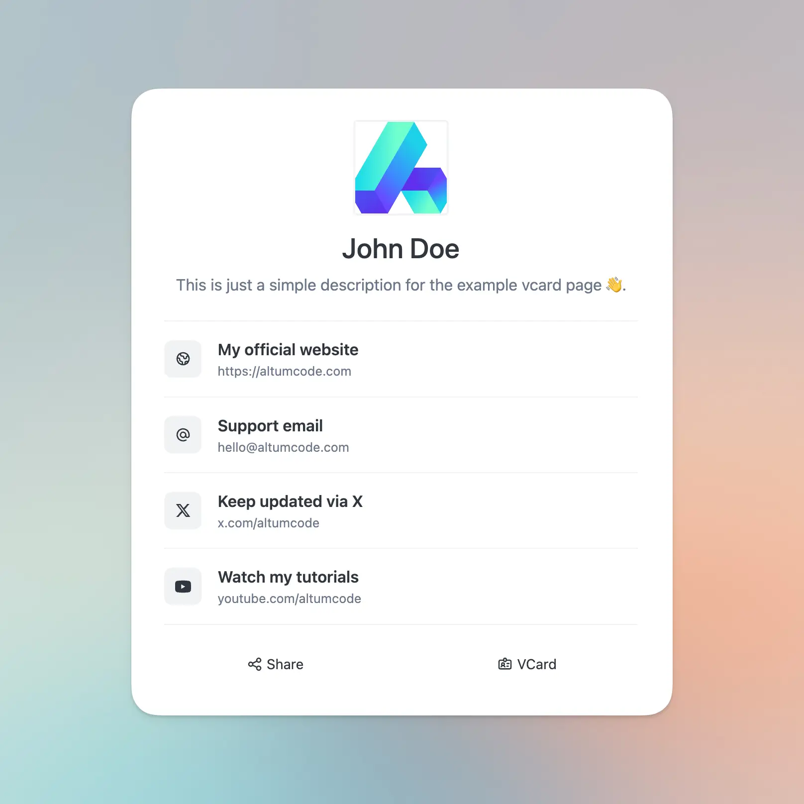 Ảnh chụp màn hình của chủ đề vcard San Francisco